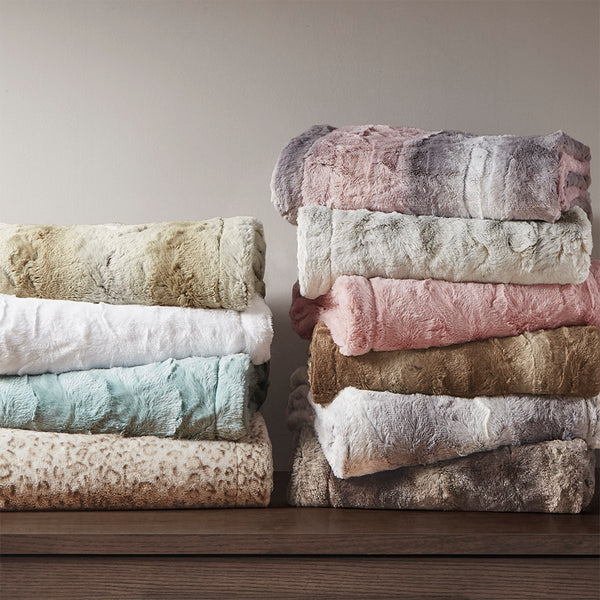 JLA Home Madison Park - Oversized Luxe Faux Fur Throw with Reversible Faux Mink, Machine Washable, OEKO-TEX Certified Comfort MP50-6675