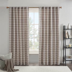 JLA Home Madison Park - Plaid Insulated Curtain Panel with Fleece Backing for Energy Savings, Light Filtering Privacy and Style Brown MP40-8679
