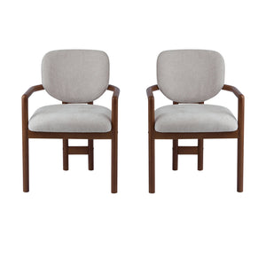 English Elm Christopher Knight Home® - Dining Upholstered Arm Chairs Set of 2 — Rubber Wood Frame, King Louis Backrest, Breathable Fabric Seats, 300 lb Capacity Beige N779P233060B