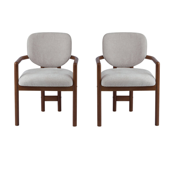 English Elm Christopher Knight Home® - Dining Upholstered Arm Chairs Set of 2 — Rubber Wood Frame, King Louis Backrest, Breathable Fabric Seats, 300 lb Capacity Beige N779P233060B