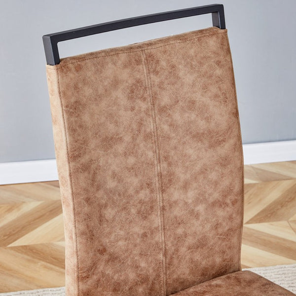 English Elm Table 5-Piece Modern Minimalist Dining Set With Round 42-Inch Top, 4 Brown Fabric Chairs & Black Legs W1151S03755-GIGA