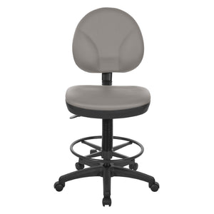 OSP Home Furnishings Sculptured Ergonomic Drafting Chair with Lumbar Support Padded Seat and Adjustable Footring Stratus DC550-R103
