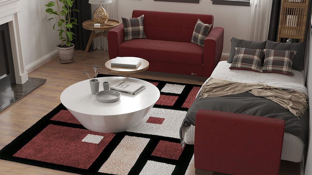 English Elm PrimeNest Zerova Collection Upholstered Convertible Sofabed with Storage and Quick Click-Click Mechanism Burgundy B030P286470