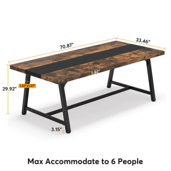 English Elm Industrial Steel Frame Conference Table Seats 8 with Color Block Surface for Offices T3971P446766