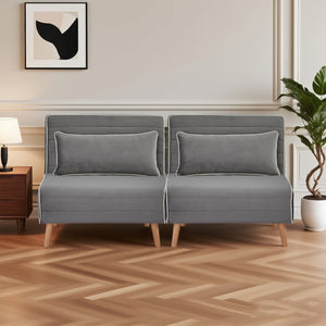 English Elm Canon Velvet Foldable Sectional Sofa Bed - Space-Saving, Adjustable Backrest For Instant Comfort W3391S00003