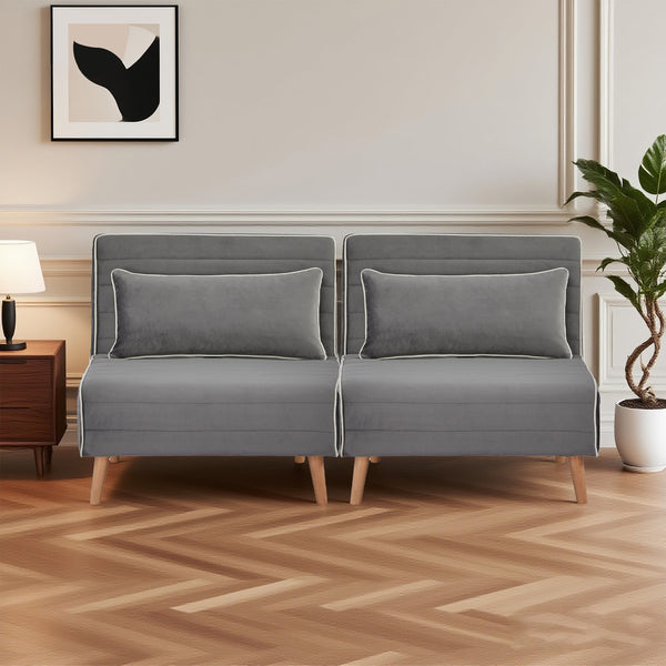 English Elm Canon Velvet Foldable Sectional Sofa Bed - Space-Saving, Adjustable Backrest For Instant Comfort W3391S00003