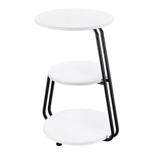 English Elm Dixon 3-Tier Round Accent Side Table in White with Slim Black Legs — Compact, Layered Storage for Small Spaces B062P378399