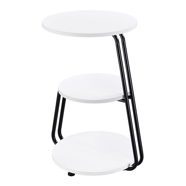 English Elm Dixon 3-Tier Round Accent Side Table in White with Slim Black Legs — Compact, Layered Storage for Small Spaces B062P378399