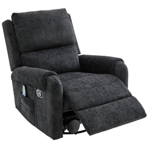 English Elm Manual Recliner Swivel Rocker Massage Chair Chenille Nursery and Living Room Seat Black N763P347287B