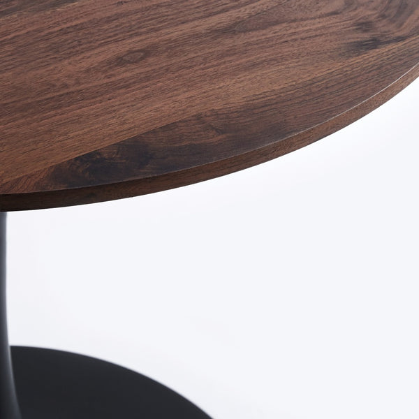 English Elm 31.5" Round Mdf Pedestal Dining Table Mid-century Modern Sculpted Base Seats Four Black + Dark Walnut W234P405179