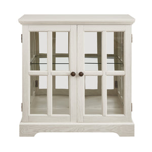 English Elm Led Curio Display Cabinet - Elegant Antique White Showcase With Adjustable Shelves & Bluetooth Lighting W1758P387892