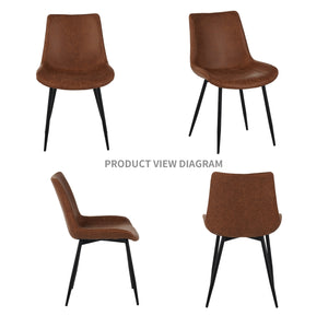 English Elm Modern Dining Chairs Set of 4 Brown PU Leather Upholstered Seats, Metal Legs, 300lb Capacity, Easy Clean W3851P368606