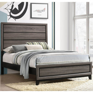 English Elm Cabrillo Grey Oak Full Panel Bed with 3D Foil Veneer, Easy-Clean Finish & Dark Grooved Detail B062S01321