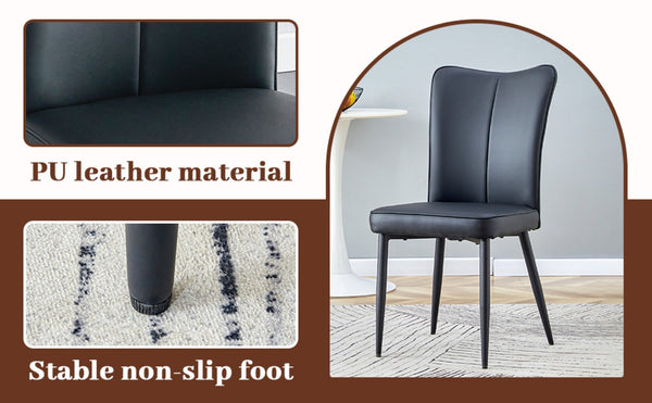 English Elm Table Modern Black Marble Dining Set With 6 Ergonomic Pu Chairs - Stylish, Stable & Easy To Assemble! W1151S02526-GIGA