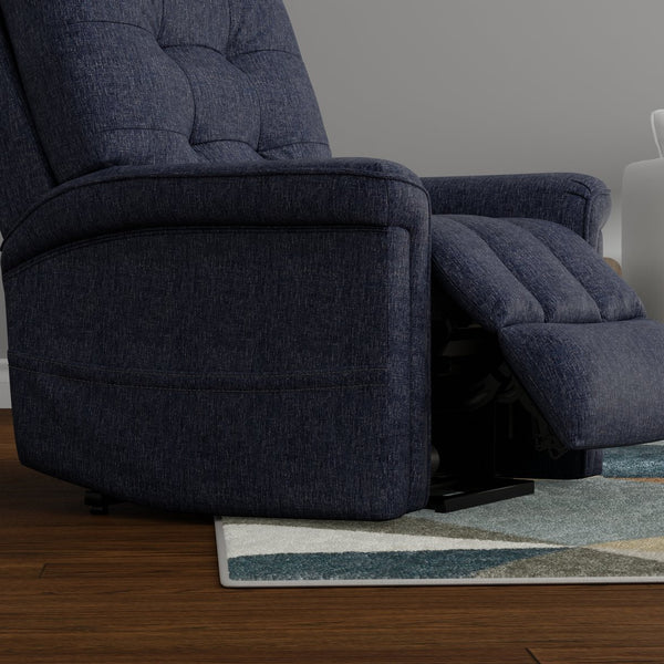 English Elm Velour Lugano Indigo Power Lift Chair with USB, Dual Pockets, Full Recline & Quiet Lift Mechanism B339P409525