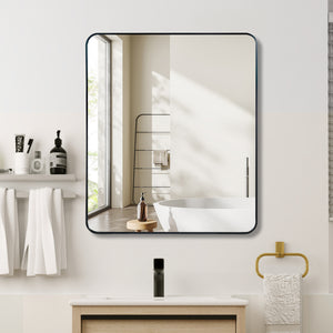 English Elm Black 30x36 Rectangular Bathroom Wall Mirror — 4mm HD Shatterproof Glass, Anti-Rust Aluminum Frame W2203P310395