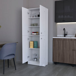 English Elm Cameron Pantry Cabinet for Modern Kitchens with 4 Doors, 5 Hidden Shelves, Elegant Space-Saving Design White 42.92 L x 28.75 W x 5.12 H B128P189934