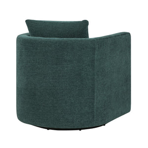 English Elm Sutton Peacock Performance Fabric Swivel Barrel Chair — Stain-Resistant, Pocket Coil Seat, Reversible Cushions B050P322586