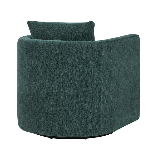 English Elm Sutton Peacock Performance Fabric Swivel Barrel Chair — Stain-Resistant, Pocket Coil Seat, Reversible Cushions B050P322586