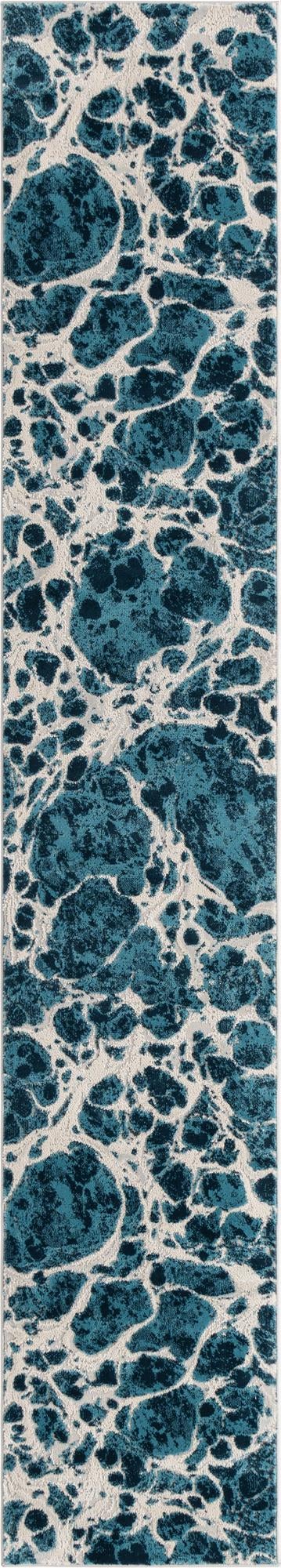 Unique Loom Oasis Breeze Machine Made Abstract Rug Blue, Navy Blue/Ivory 2' 0" x 12' 0"