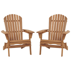 English Elm Outdoor Solid Hemlock Adirondack Chair Set Two Foldable Slatted Patio Seats W2640P400927