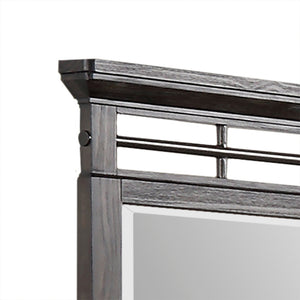 English Elm Mirror Elegant Solid Wood Frame with Elm Veneer, Metal Accents, Beveled Glass — Classic Wall Décor Mahogany 51 L x 42.5 W x 5.25 H B2699P238880