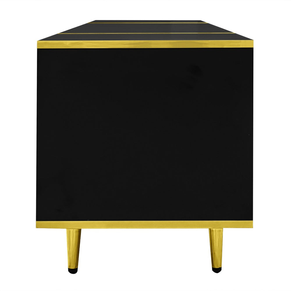 English Elm Vibe 70.9'' Modern Tv Stand For 80-Inch Tvs, Stylish Entertainment Center With Led Lights & Storage N724P284377B-GIGA