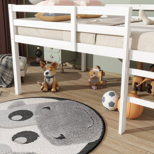 English Elm Full Rubber Wood Loft Bed with Ladder and Under-Bed Storage Space, Sturdy Minimalist Design for Comfort White W504P283526