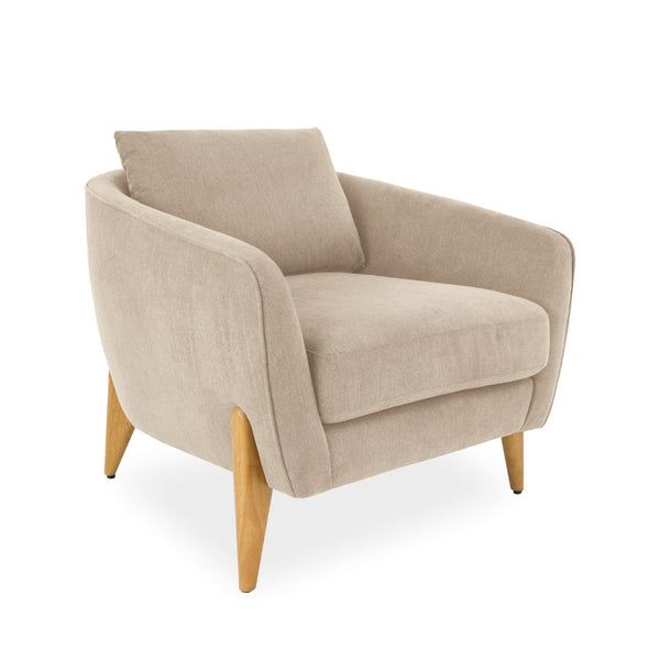 English Elm Accent Armchair Upholstered Low Profile Reading Chair with Lumbar Pillow Modern Living Room Seat Beige W2308P462642