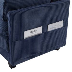 English Elm United We Win Modular Corduroy Sectional with Ottoman Low Profile Living Room Couch Navy W1568S00261