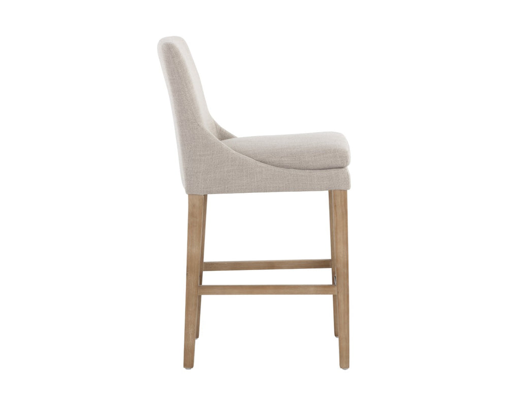 Sunpan ROSINE Counter Stool - Effie Flax Upholstered Design with Solid Birch Legs for Modern Comfort & Style 108584