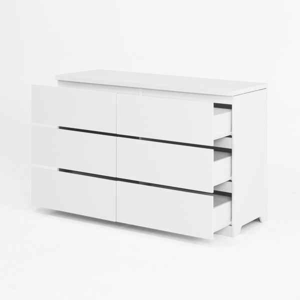 English Elm 6 Drawer Storage Cabinet with Slim 6-Drawer Dresser Design for Bedroom, Hallway & Small Spaces — Sturdy, Spacious Organizer White W409P225881