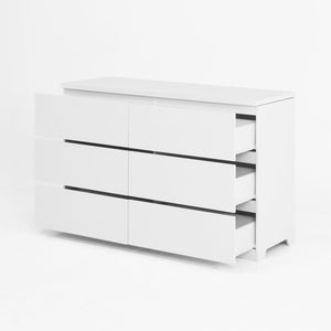 English Elm Modern Six Drawer Dresser with Wave Panel Fronts Handleless Design for Bedroom W409P371346