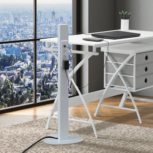 OSP Home Furnishings Power Anywhere Station Slim Metal Tower with 3 Ac Outlets and Usb Ports for Any Room Silver PAS311-36SV
