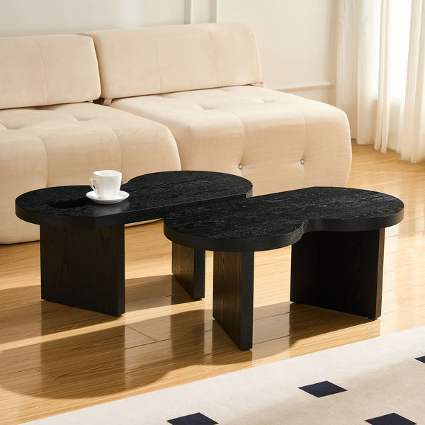 English Elm Modern Butterfly Coffee Table MDF 31.5" — Elegant Split Design, Spacious Top, Versatile Living Room Accent Black W876P353938