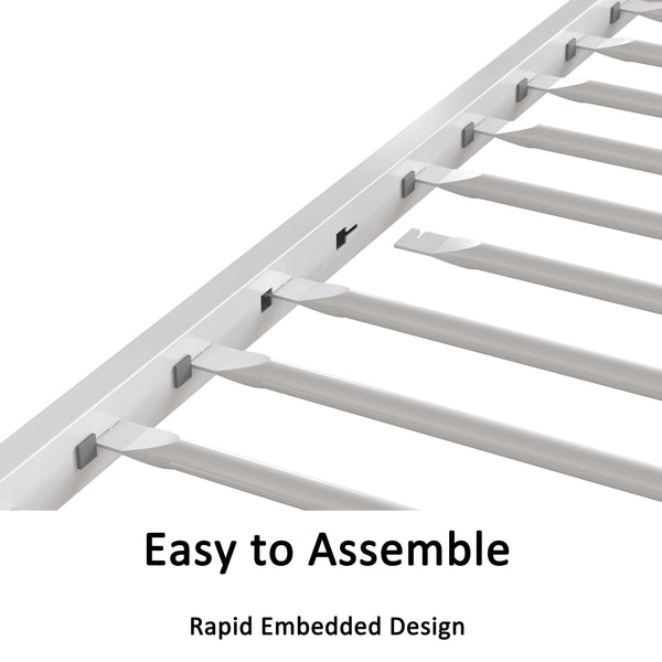 English Elm Fox Twin Daybed with Twin Trundle Metal Frame, Easy-Glide Casters, Anti-Noise Slats, No Box Spring Needed White B083P154255
