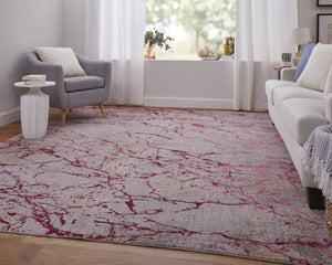 Feizy Rugs Pryor Luxurious Abstract High-low Pile Rug - Modern, Versatile Design In Earthy And Vibrant Tones Pink,Gray,Taupe Polyester,Viscose Pry39nefpnkmlth98