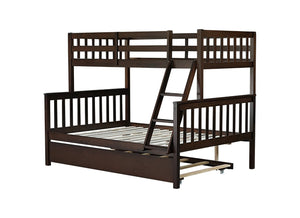 English Elm Twin Over Full Bunk Bed With Trundle - Convertible, Detachable Design In Espresso Finish, Space-Saving W504S00188-GIGA