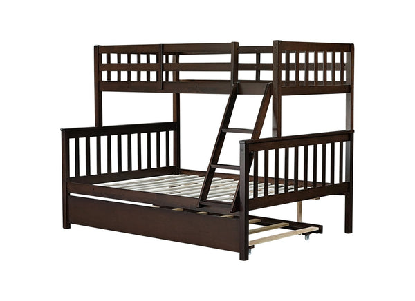 English Elm Twin Over Full Bunk Bed With Trundle - Convertible, Detachable Design In Espresso Finish, Space-Saving W504S00188-GIGA