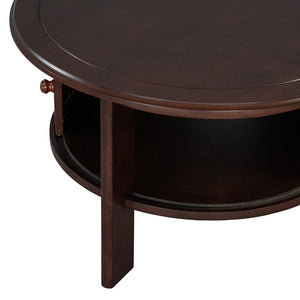 English Elm Vintage Round Coffee Table With Hidden Storage - Mid Century Modern Accent Table For Small Spaces N735P277387D-GIGA
