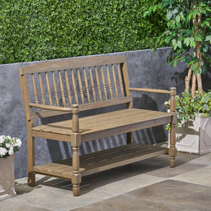 English Elm Christopher Knight Home® - Imperial Bench - Elegant Acacia Wood Storage Seat With Distressed Gray Finish For Home & Entryway 62539.00SGRY