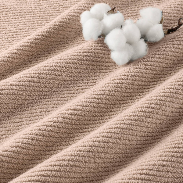 JLA Home Madison Park - 100% Cotton Diagonal Ribbed 4-Piece Bath Towels — Plush Zero-Twist 518GSM, Fast-Dry & Durable Luxury Beige MP73-8871