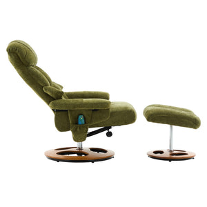 English Elm 069dr-ergonomic Swivel Recliner with Massage Heating Chenille Wingback Lounge Chair Green W527S00011