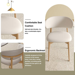 English Elm Mid-Century ash wood Dining Chair Set of 2 – Ergonomic PU seats, sturdy natural legs, easy assembly, modern flair W509P373289