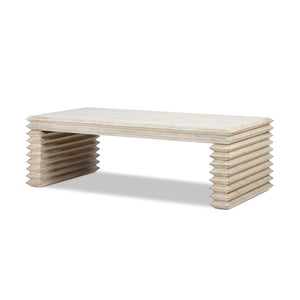 English Elm Veda Reclaimed Pine Geometric Waterfall Coffee Table Whitewashed Sculptural Living Room B2719P485503