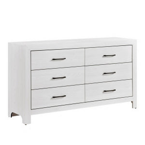English Elm Eby Six Drawer Wide Dresser White Finish Black Nickel Hardware Bedroom Storage B056P416879