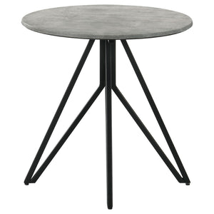 English Elm Garfield Industrial 3 Piece Round Coffee and End Table Set with Cement Textured Tops B062S01553