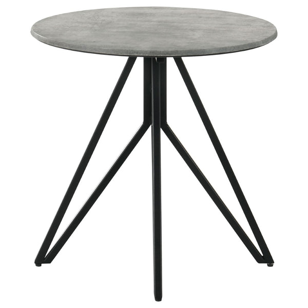 English Elm Garfield Industrial 3 Piece Round Coffee and End Table Set with Cement Textured Tops B062S01553