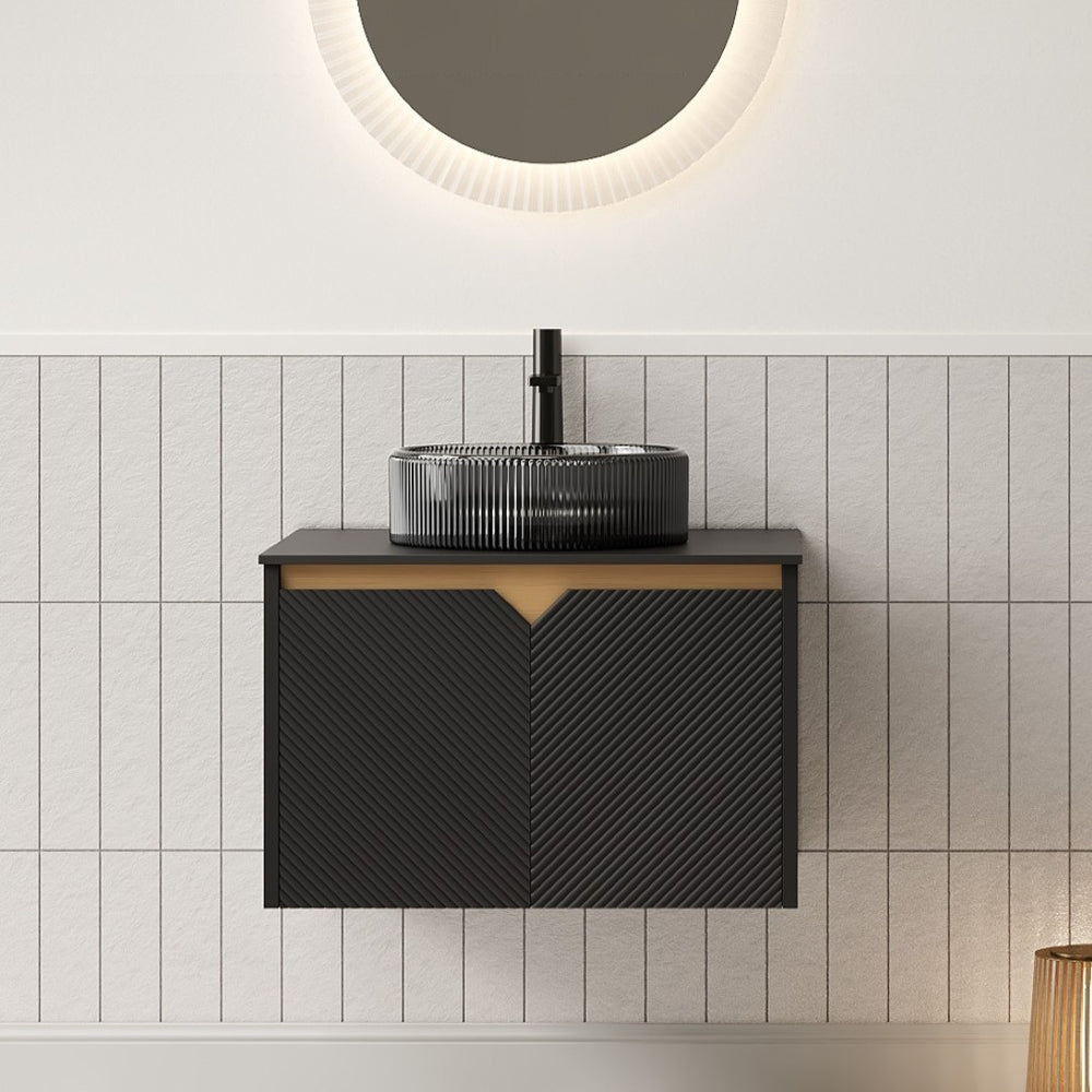 English Elm Dina Floating Bathroom Vanity with Sintered Stone Top and Crystal Glass Basin W2615S00646