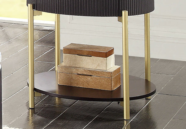 English Elm Gorgeous Mid-Century Glam Coffee Table with White Faux Marble Top, Gold Frame, Concealed Drawer Black + Dark Walnut 27 L x 27 W x 12 H B011P184955